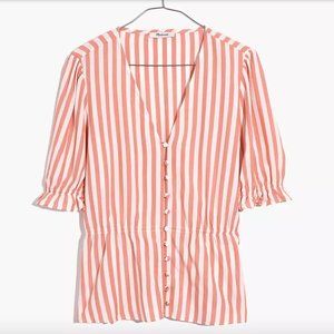Madewell V-Neck Peplum Popover Top in Stripe